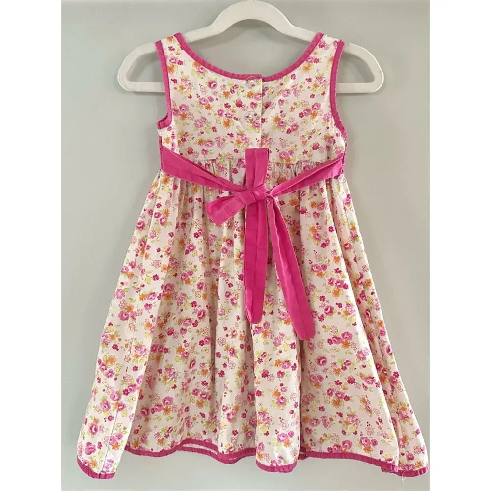 Vintage Jona Michelle Toddler Girls Floral Dress Pink White Size 4T